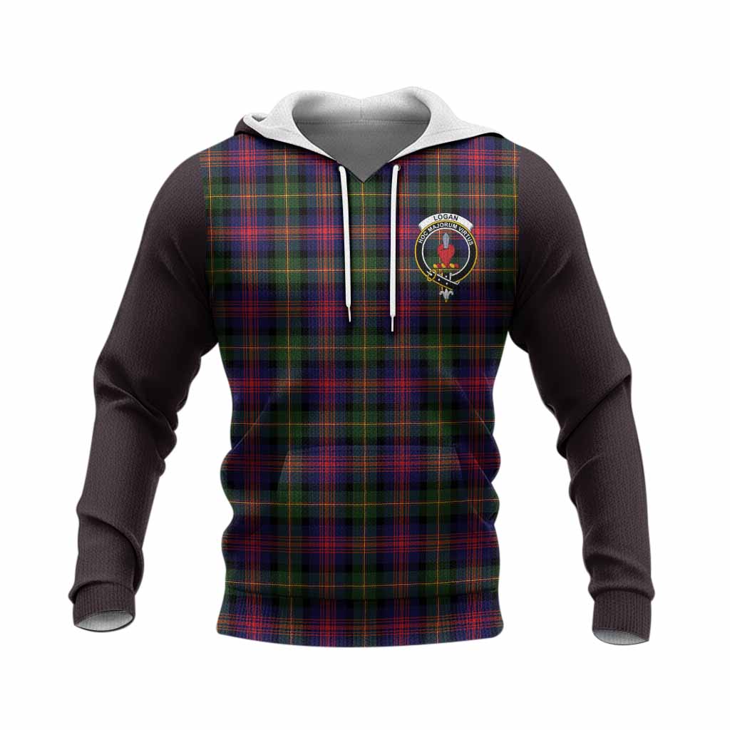 Logan Tartan Accent Knitted Hoodie with Family Crest