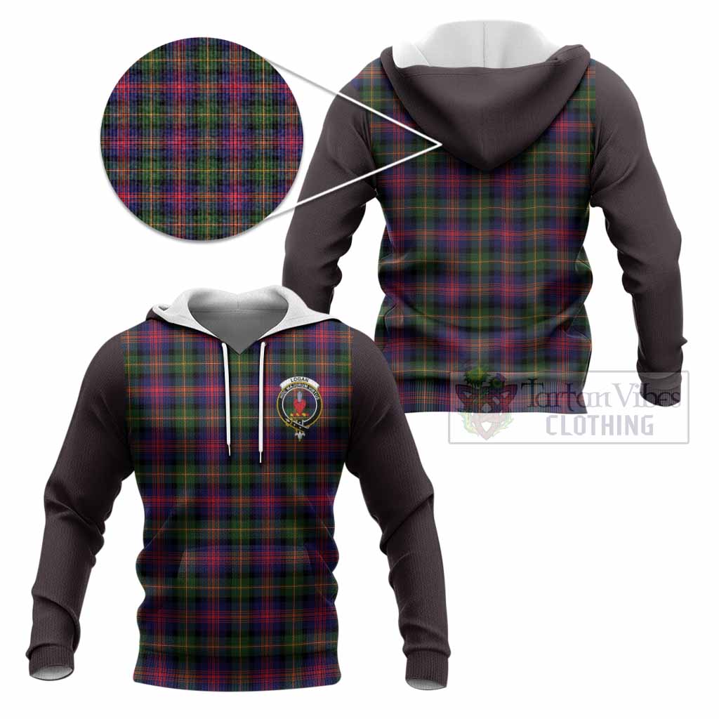 Logan Tartan Accent Knitted Hoodie with Family Crest