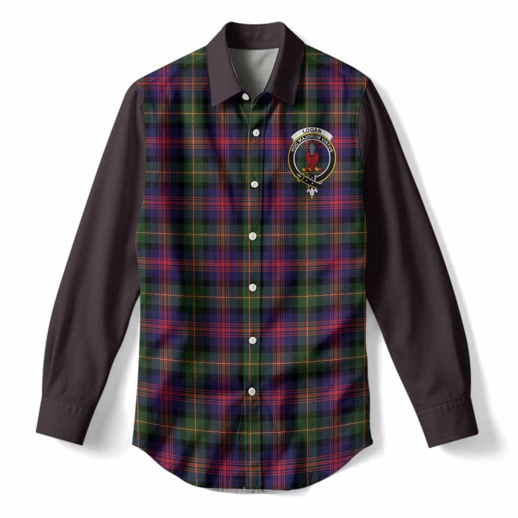 Logan Tartan Accent Women Casual Shirt with Family Crest
