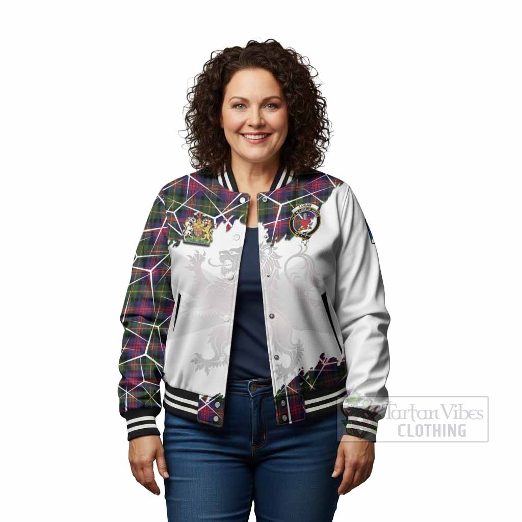 Logan Tartan Baseball Jacket with Family Crest and Lion Rampant Grunge Style
