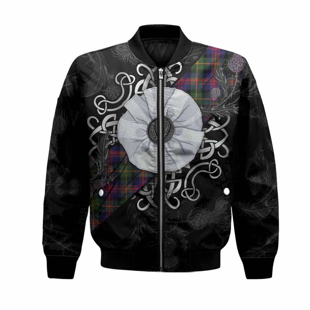 Logan Tartan Bomber Jacket Jacobite White Rose Unisex Black - Tartan Vibes Clothing