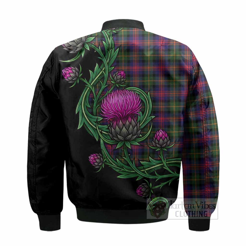 Logan Tartan Bomber Jacket Resilient Scottish Thistle - Tartan Vibes Clothing