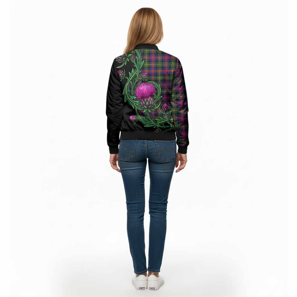Logan Tartan Bomber Jacket Resilient Scottish Thistle - Tartan Vibes Clothing
