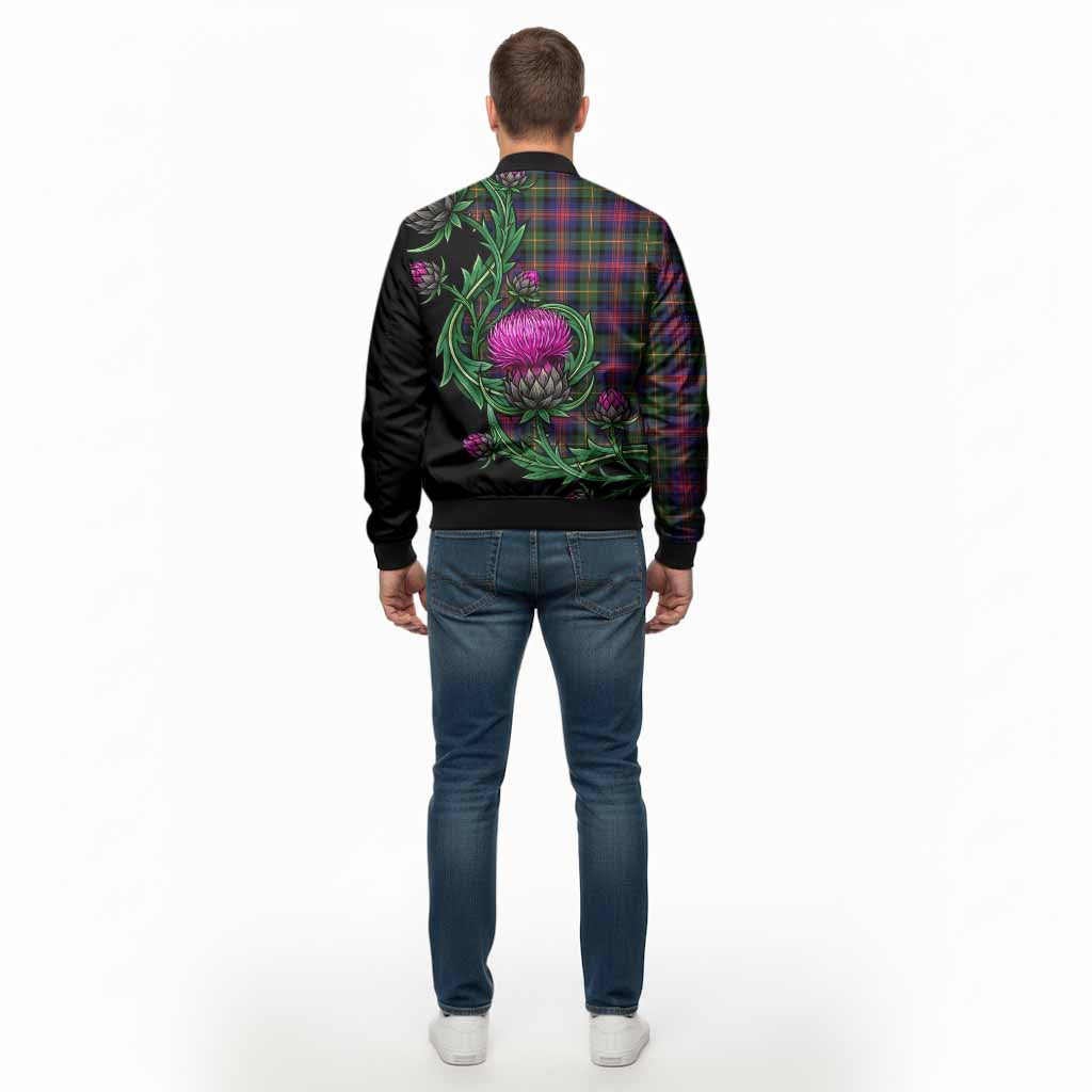 Logan Tartan Bomber Jacket Resilient Scottish Thistle - Tartan Vibes Clothing