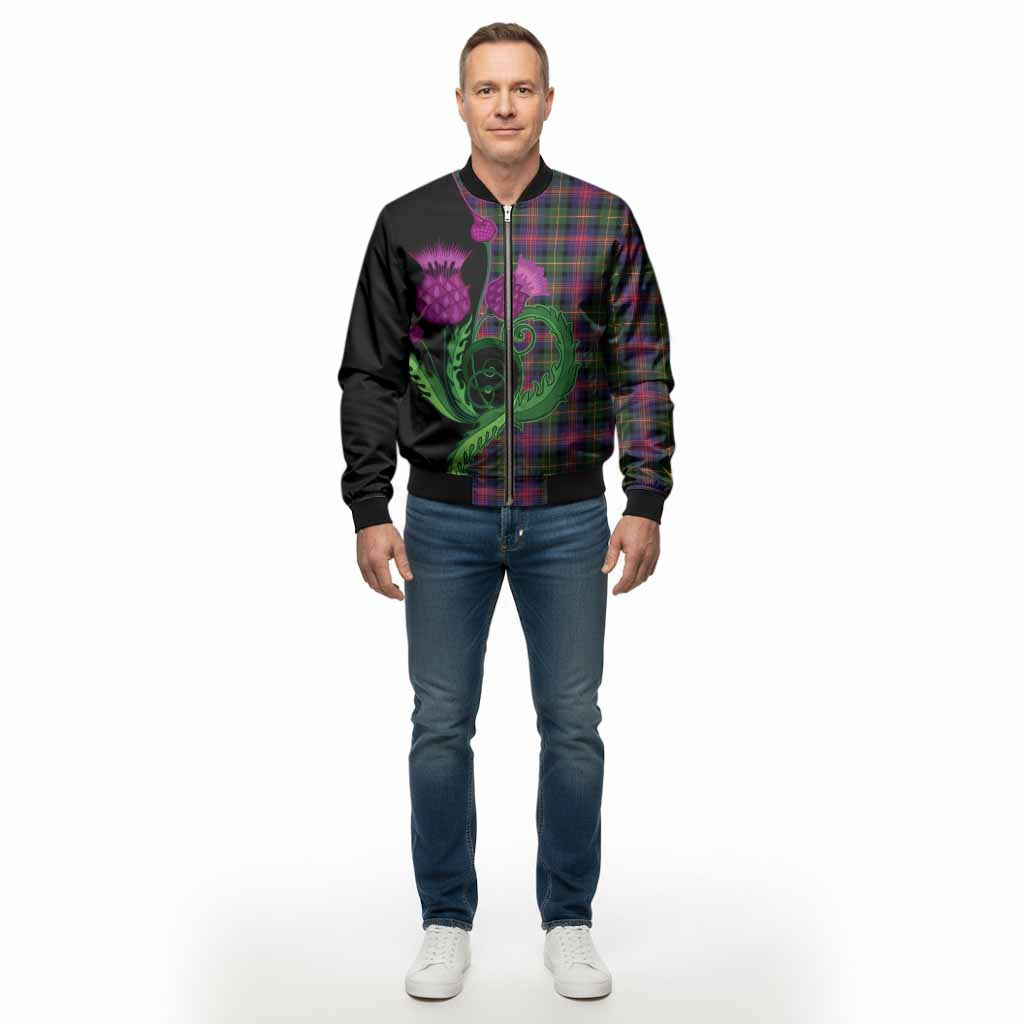 Logan Tartan Bomber Jacket Traditional Scottish Thistle