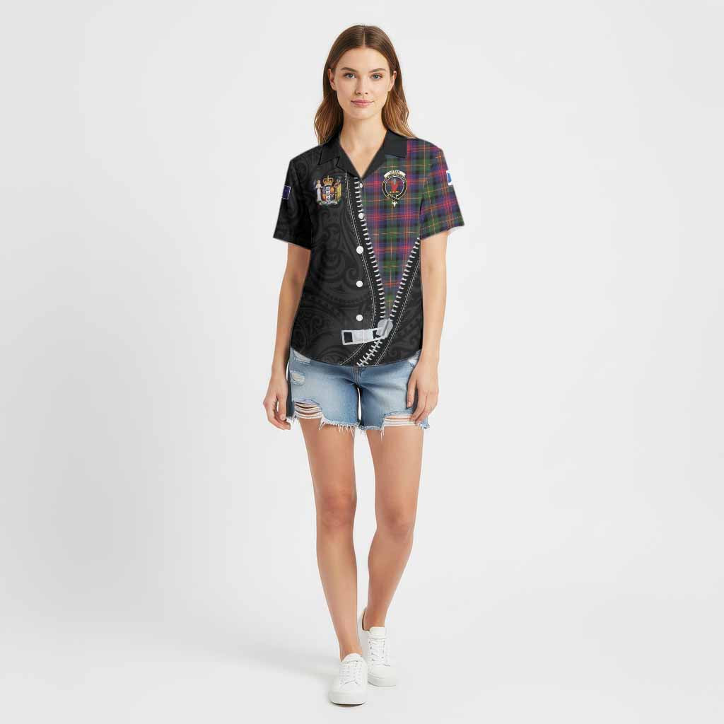 Logan Tartan Cotton Hawaiian Shirt New Zealand Pattern Unique Zipper Stylized
