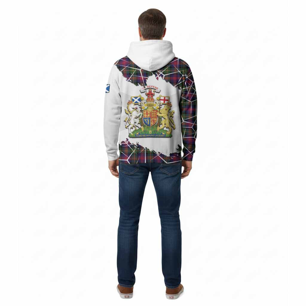 Logan Tartan Cotton Hoodie with Family Crest and Lion Rampant Grunge Style
