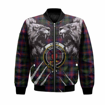 Logan Tartan Crest Bomber Jacket Ferocious Lion Style
