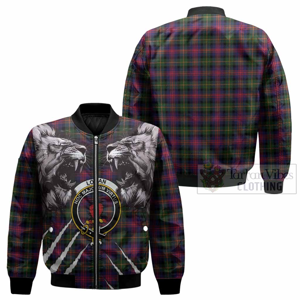 Logan Tartan Crest Bomber Jacket Ferocious Lion Style