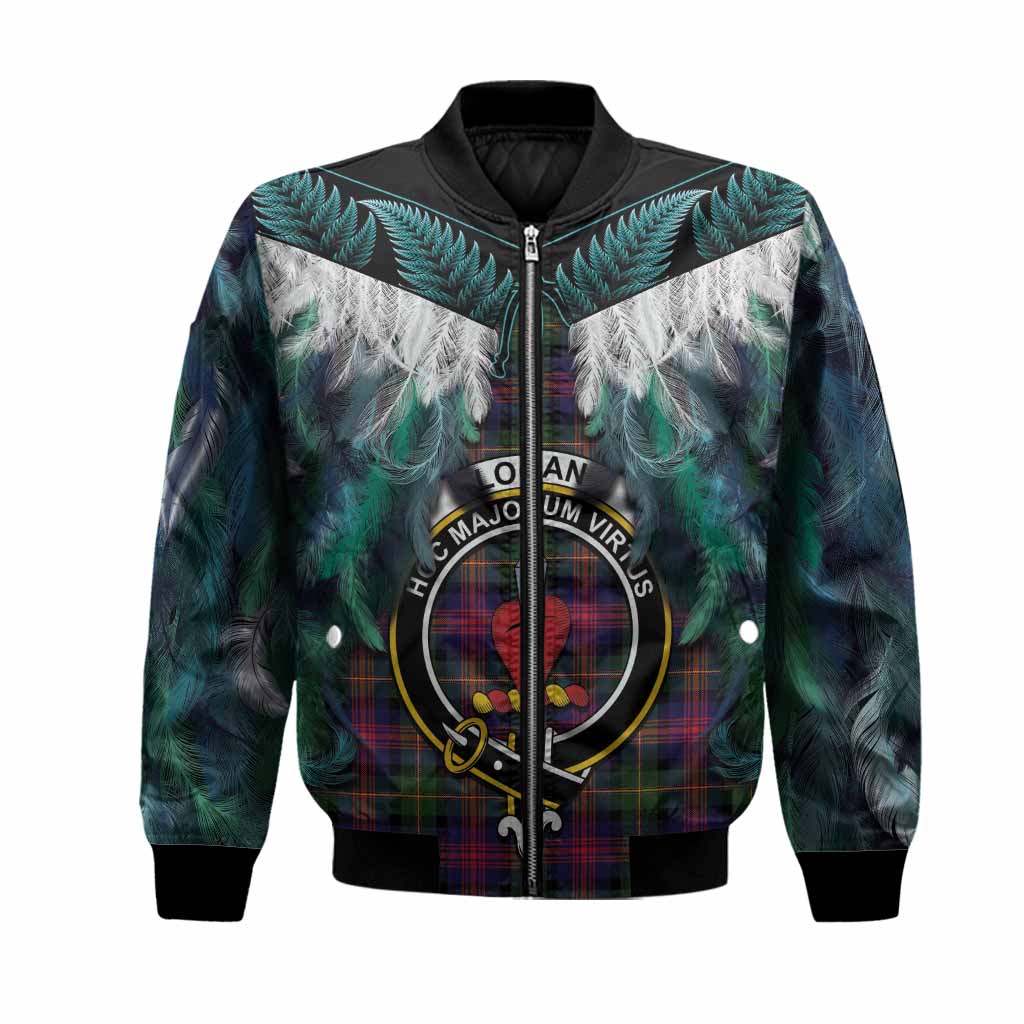 Logan Tartan Crest Bomber Jacket New Zealand Maori Korowai Cloak