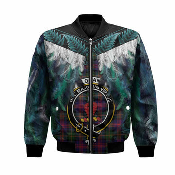 Logan Tartan Crest Bomber Jacket New Zealand Maori Korowai Cloak