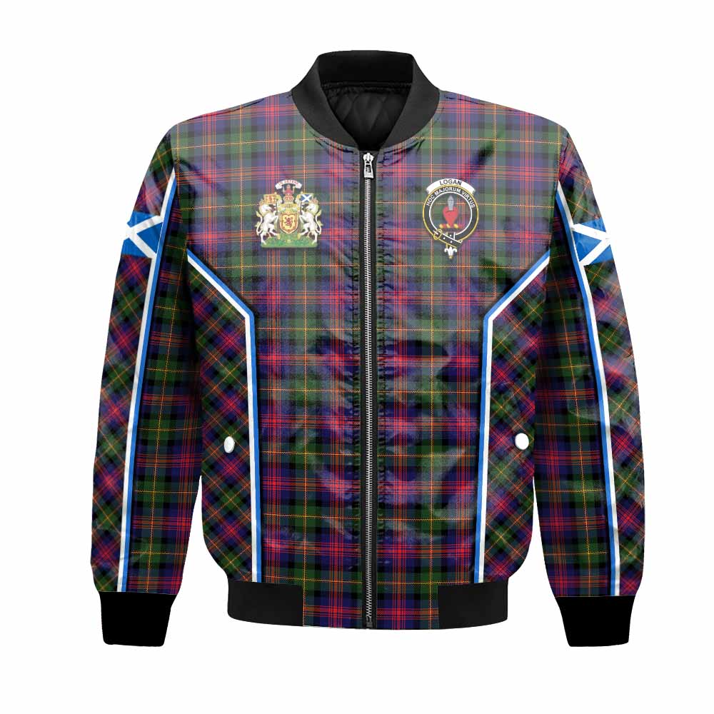 Logan Tartan Crest Bomber Jacket Scotland Coat of Arm Flag Style - Tartan Vibes Clothing