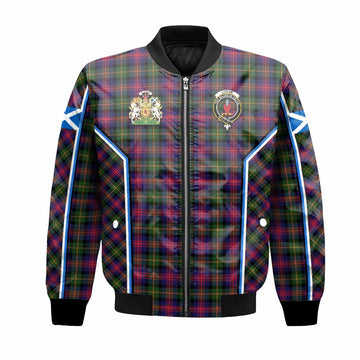 Logan Tartan Crest Bomber Jacket Scotland Coat of Arm Flag Style