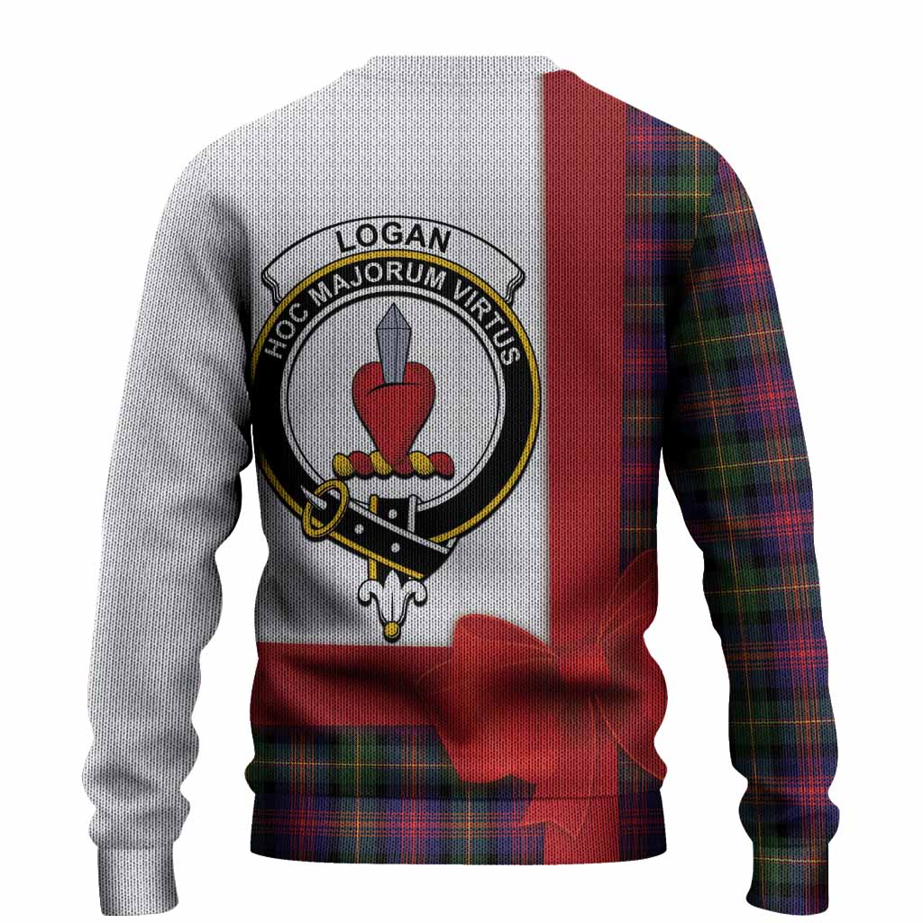Logan Tartan Crest Christmas Christmas Ugly Sweater Highland Cow Bagpipes Coquette Bow Style
