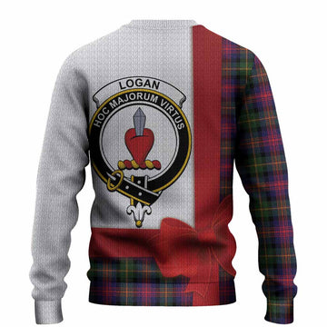 Logan Tartan Crest Christmas Christmas Ugly Sweater Highland Cow Bagpipes Coquette Bow Style