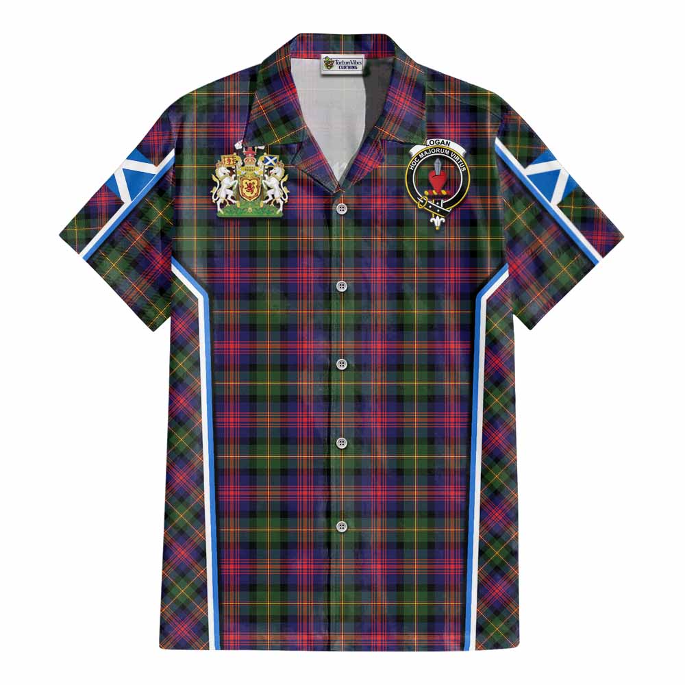 Logan Tartan Crest Cotton Hawaiian Shirt Scotland Coat of Arm Flag Style - Tartan Vibes Clothing