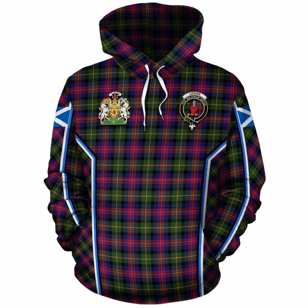 Logan Tartan Crest Cotton Hoodie Scotland Coat of Arm Flag Style - Tartan Vibes Clothing