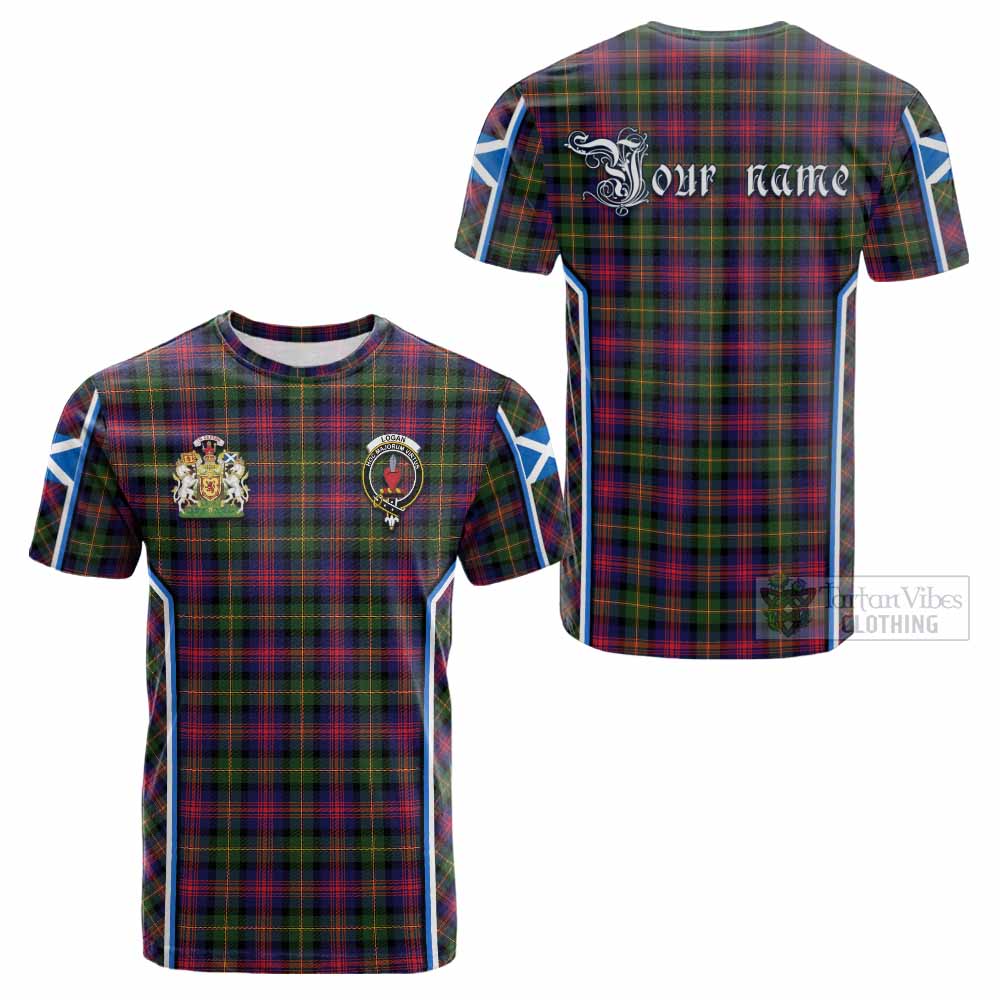 Logan Tartan Crest Cotton T-shirt Scotland Coat of Arm Flag Style - Tartan Vibes Clothing