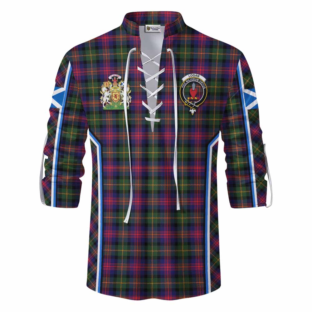 Logan Tartan Crest Ghillie Kilt Shirt Scotland Coat of Arm Flag Style - Tartan Vibes Clothing