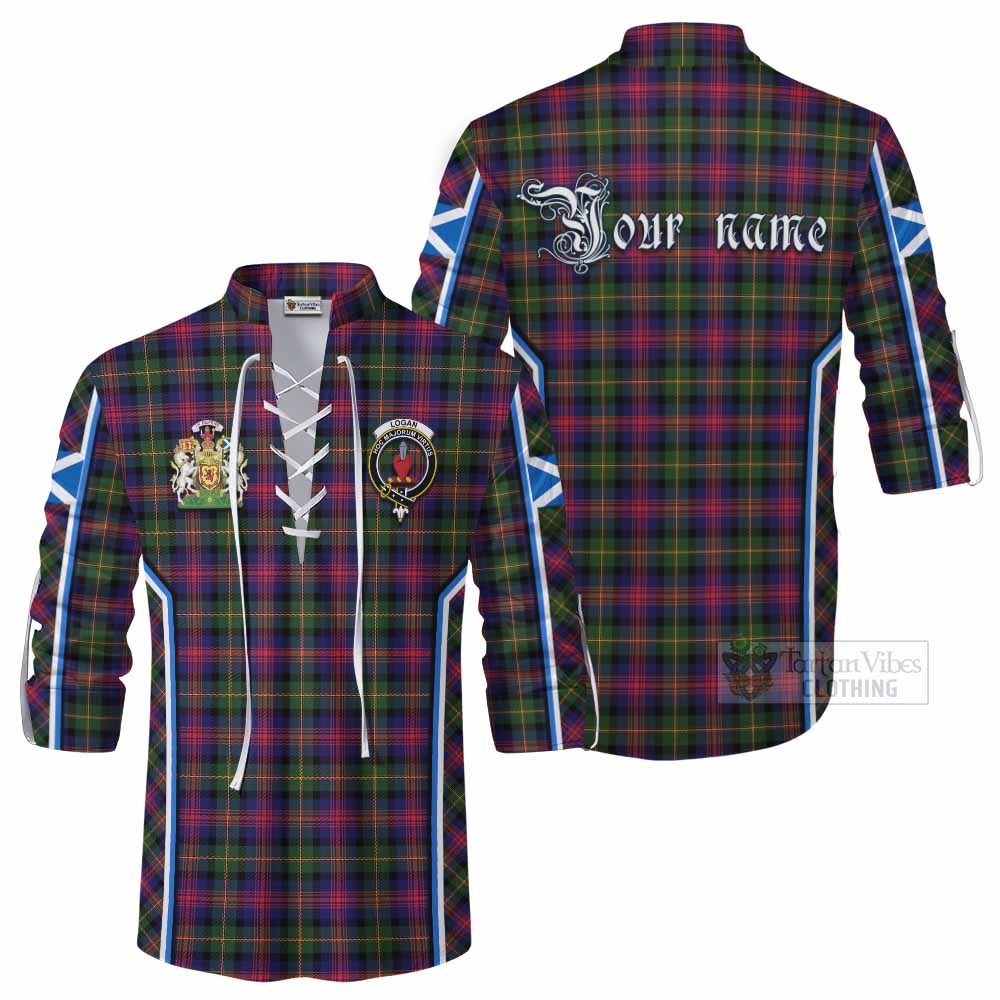 Logan Tartan Crest Ghillie Kilt Shirt Scotland Coat of Arm Flag Style - Tartan Vibes Clothing