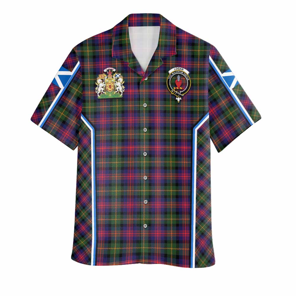 Logan Tartan Crest Hawaiian Shirt Scotland Coat of Arm Flag Style - Tartan Vibes Clothing