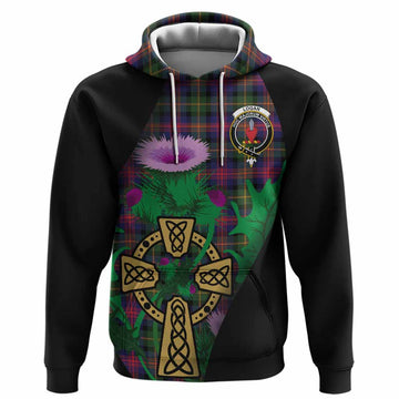 Logan Tartan Crest Hoodie Celtic Cross Thistle Flowers