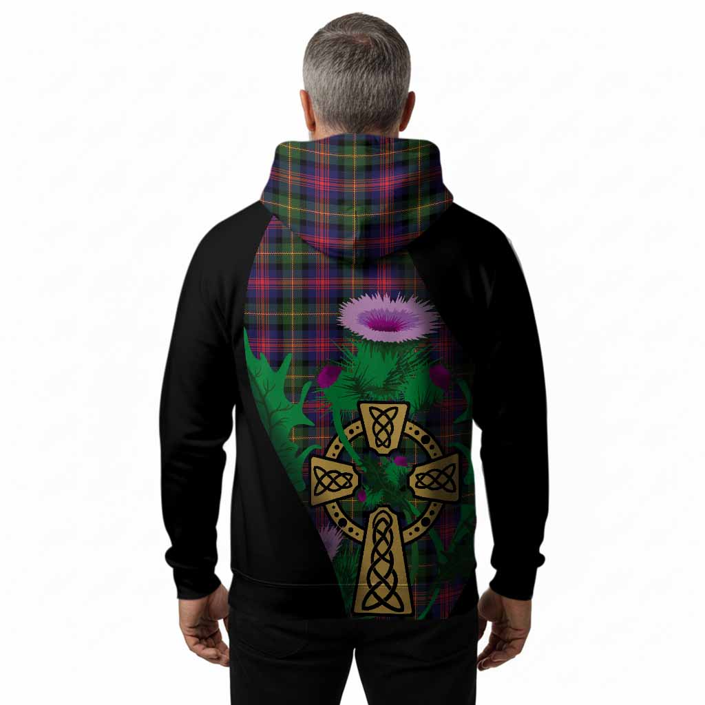 Logan Tartan Crest Hoodie Celtic Cross Thistle Flowers