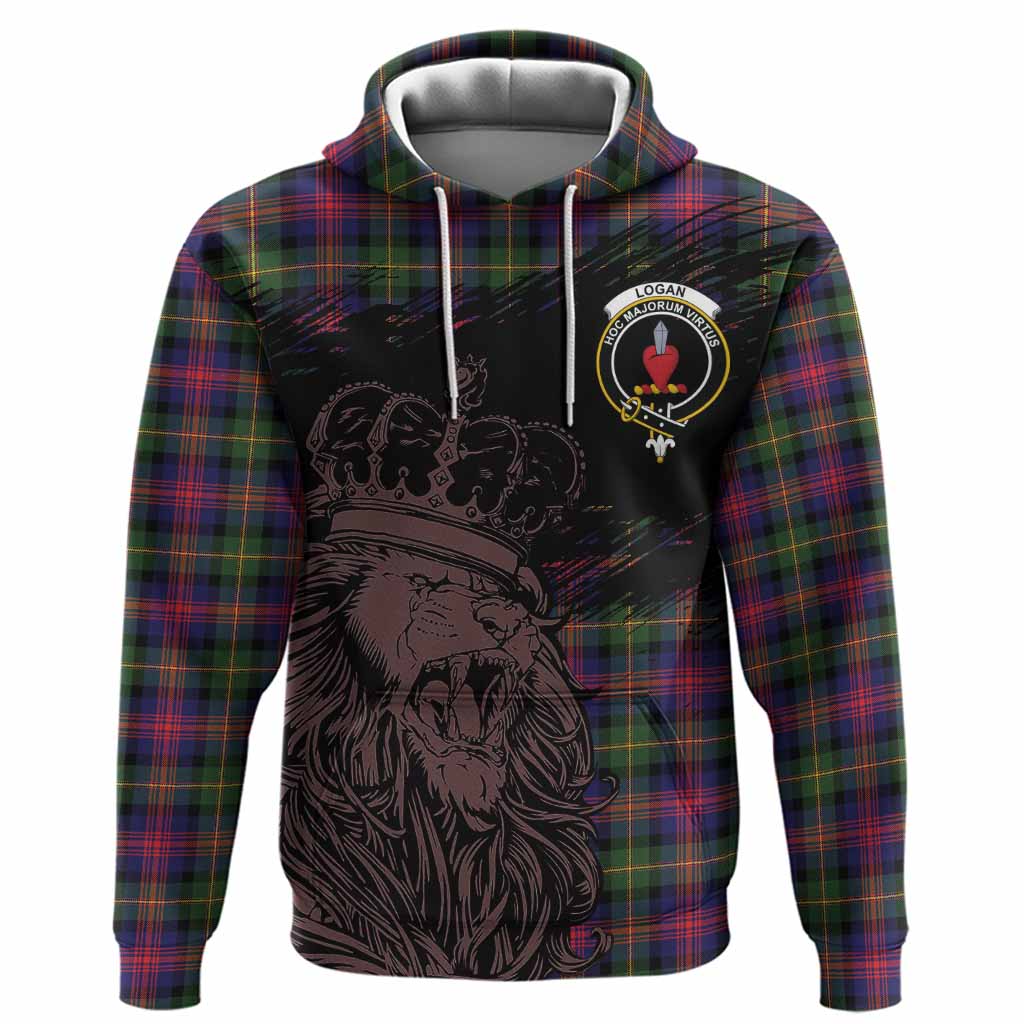 Logan Tartan Crest Hoodie Crowned Lion Heritage Style