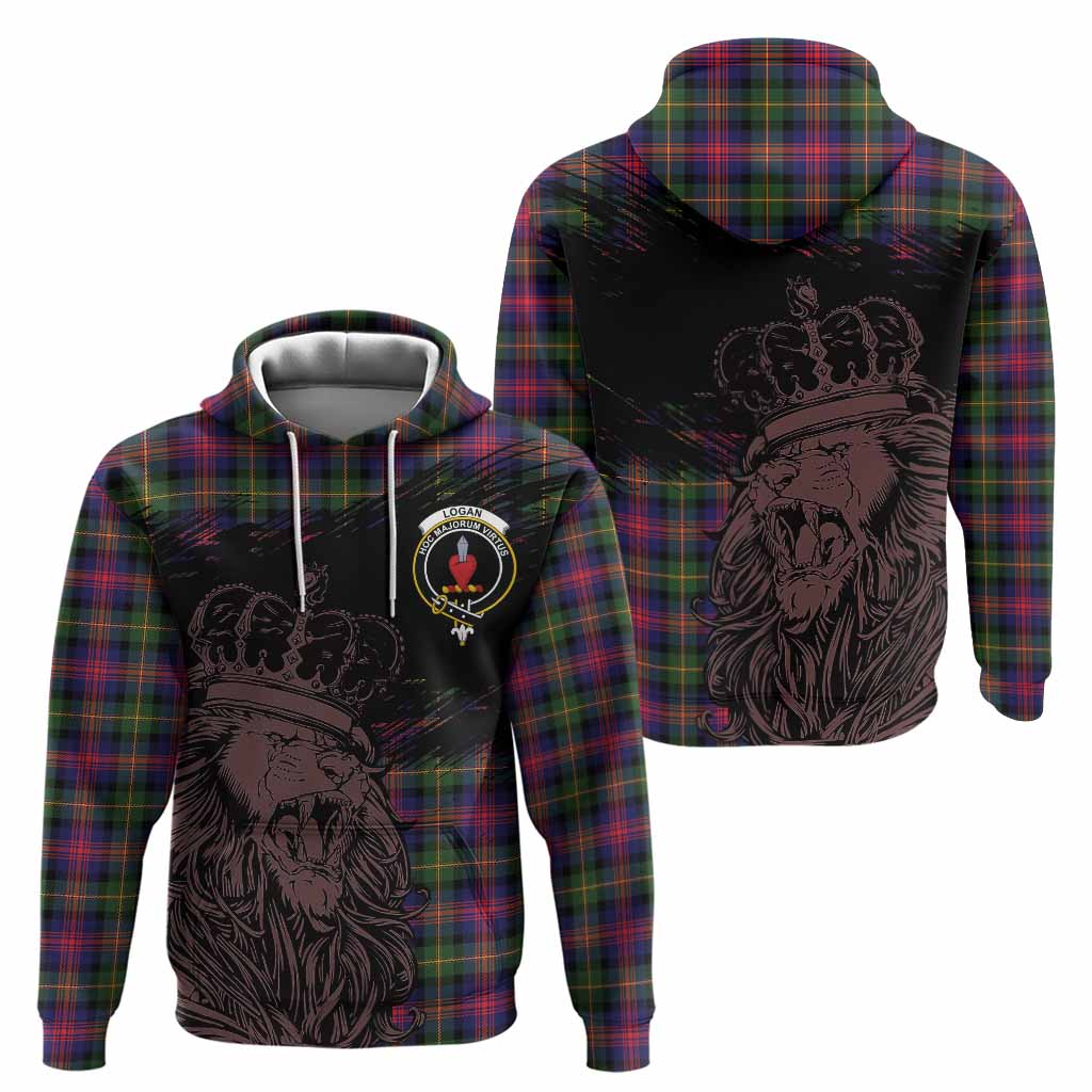 Logan Tartan Crest Hoodie Crowned Lion Heritage Style