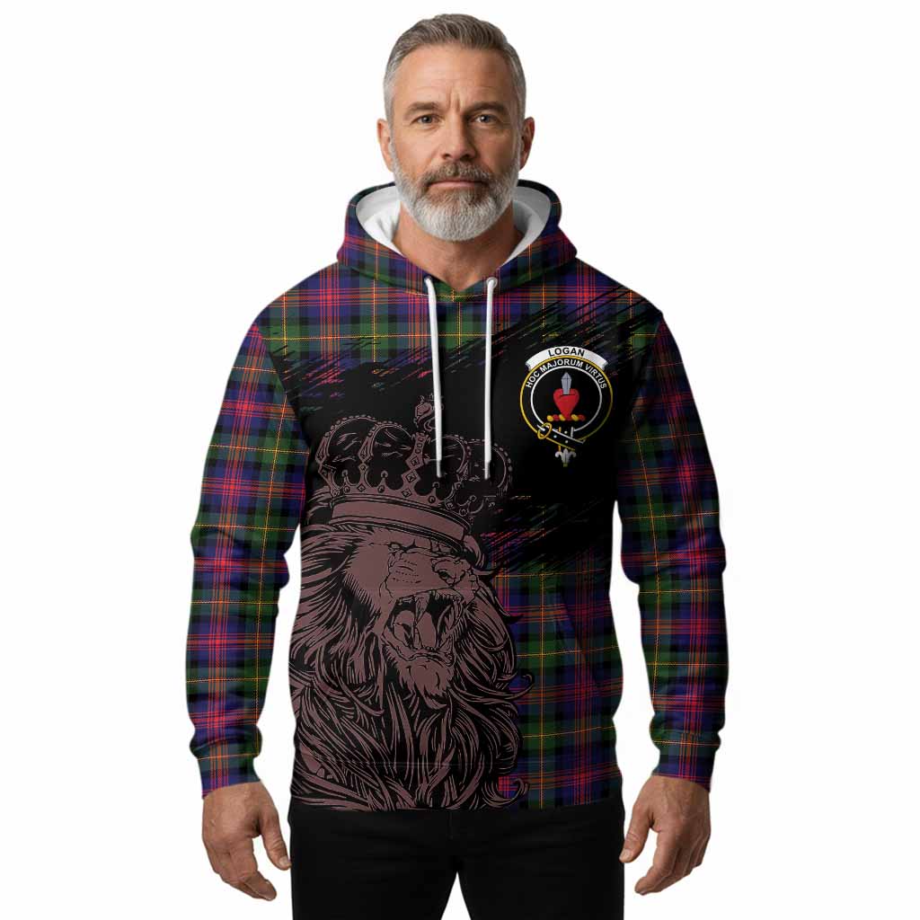 Logan Tartan Crest Hoodie Crowned Lion Heritage Style