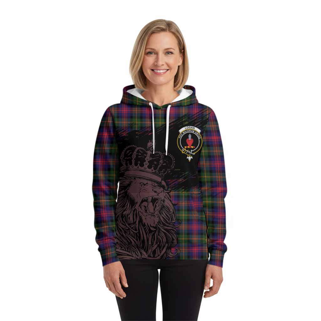 Logan Tartan Crest Hoodie Crowned Lion Heritage Style