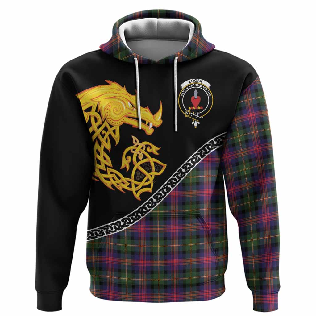 Logan Tartan Crest Hoodie Legendary Dragon Knot Half Style