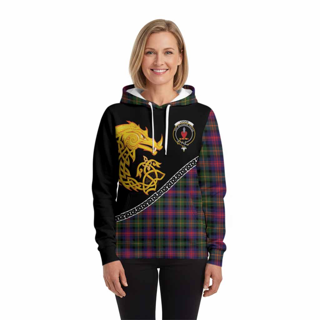 Logan Tartan Crest Hoodie Legendary Dragon Knot Half Style
