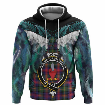 Logan Tartan Crest Hoodie New Zealand Maori Korowai Cloak