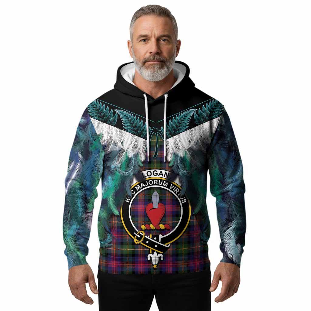 Logan Tartan Crest Hoodie New Zealand Maori Korowai Cloak