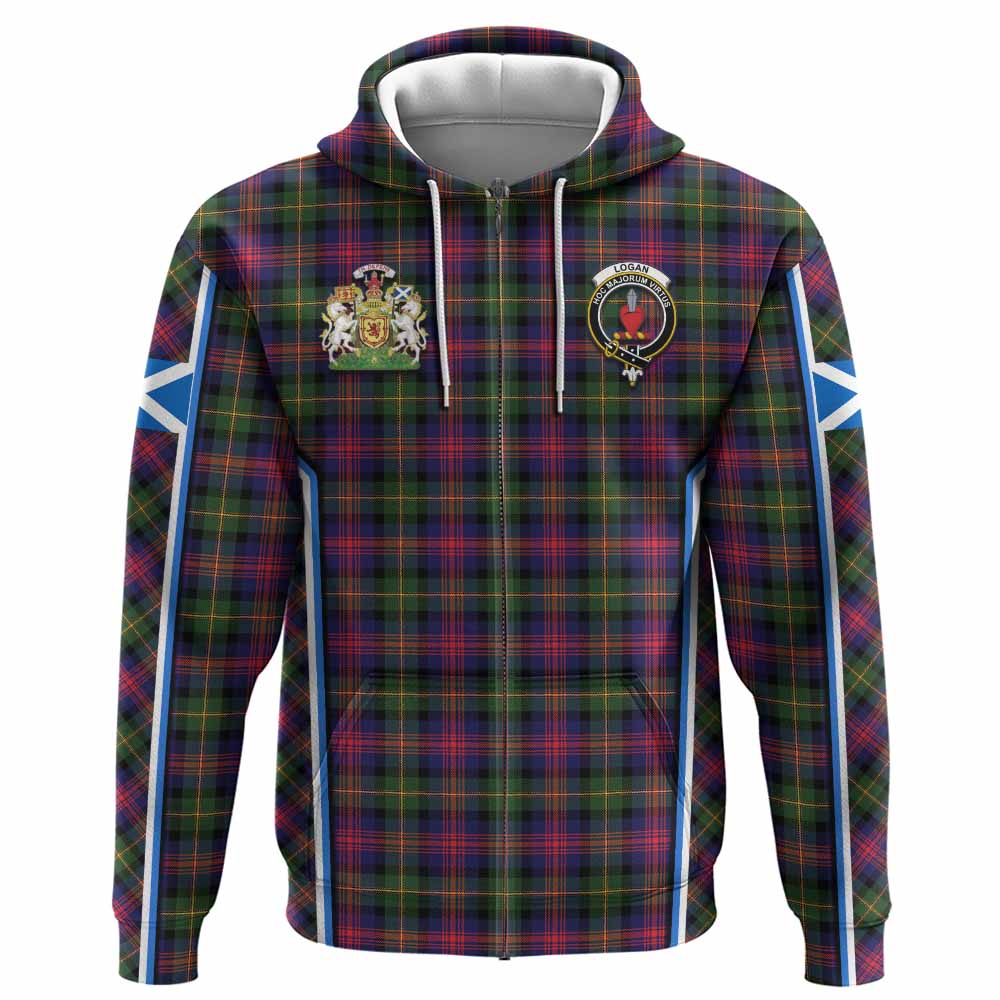 Logan Tartan Crest Hoodie Scotland Coat of Arm Flag Style - Tartan Vibes Clothing