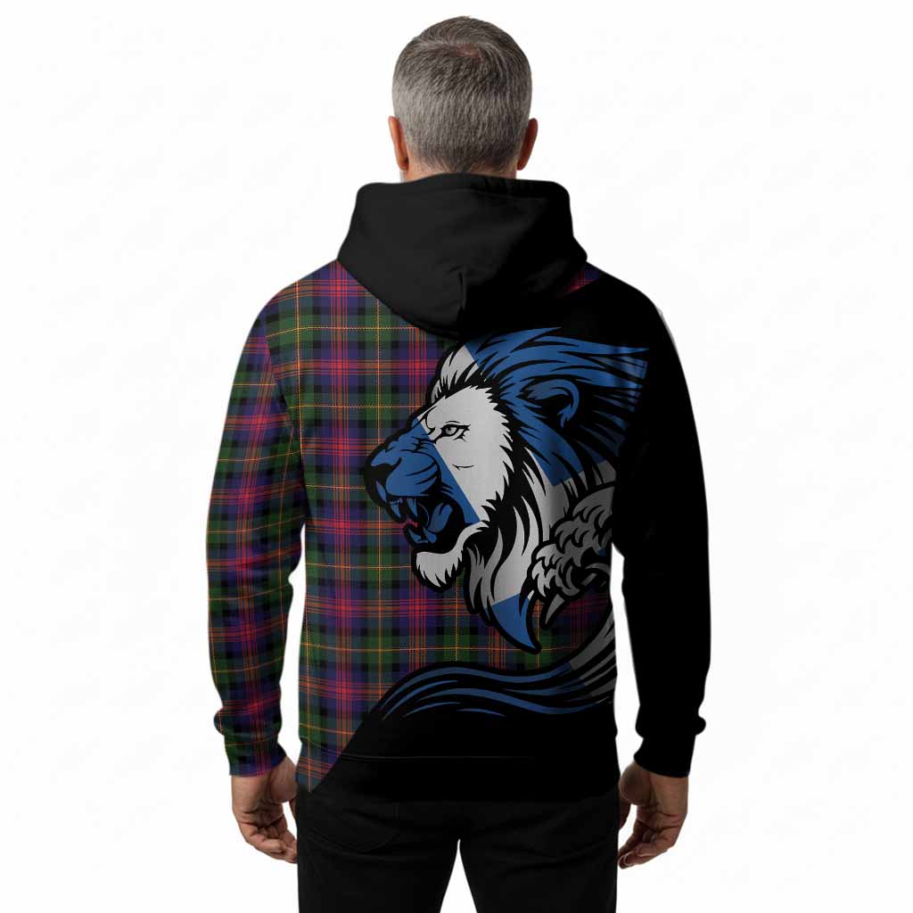Logan Tartan Crest Hoodie Scottish Golden Lions Wave Flow