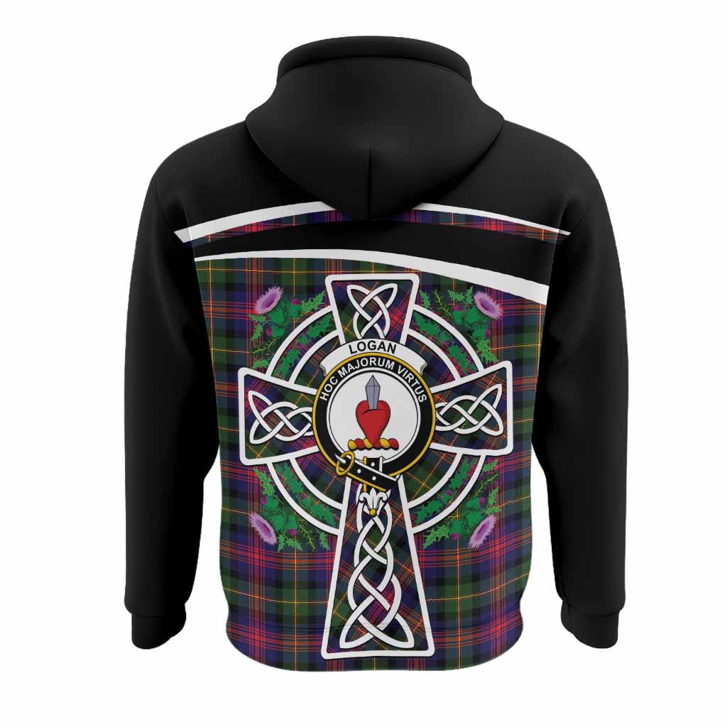 Logan Tartan Crest Hoodie Scottish Thistle Celtic Cross Alba Gu Brath
