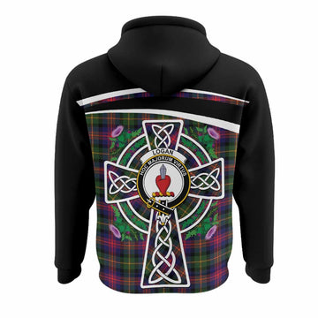Logan Tartan Crest Hoodie Scottish Thistle Celtic Cross Alba Gu Brath