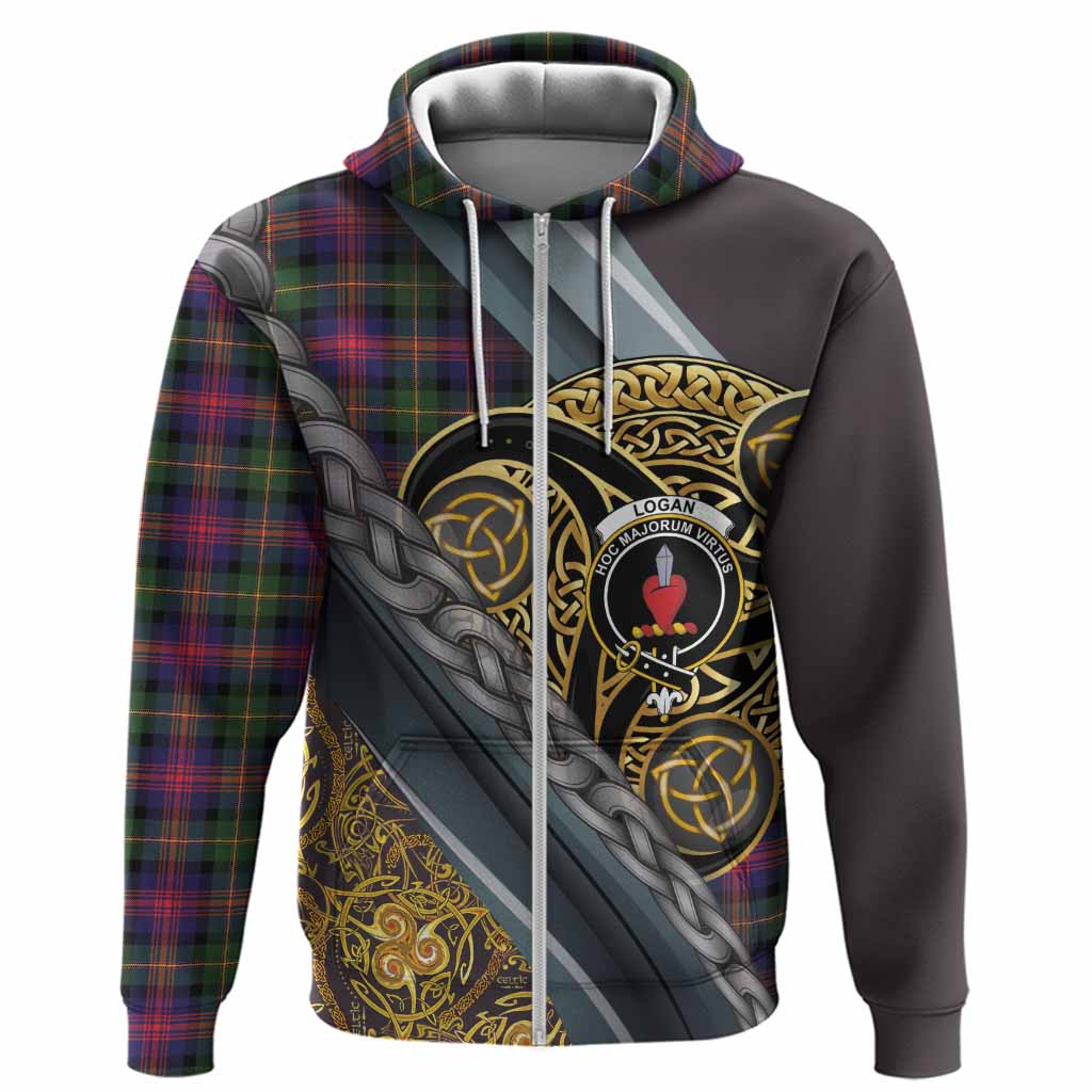 Logan Tartan Crest Hoodie Scottish Triskele Celtic