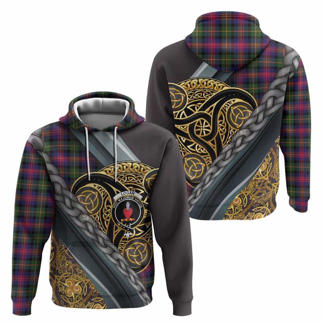 Logan Tartan Crest Hoodie Scottish Triskele Celtic