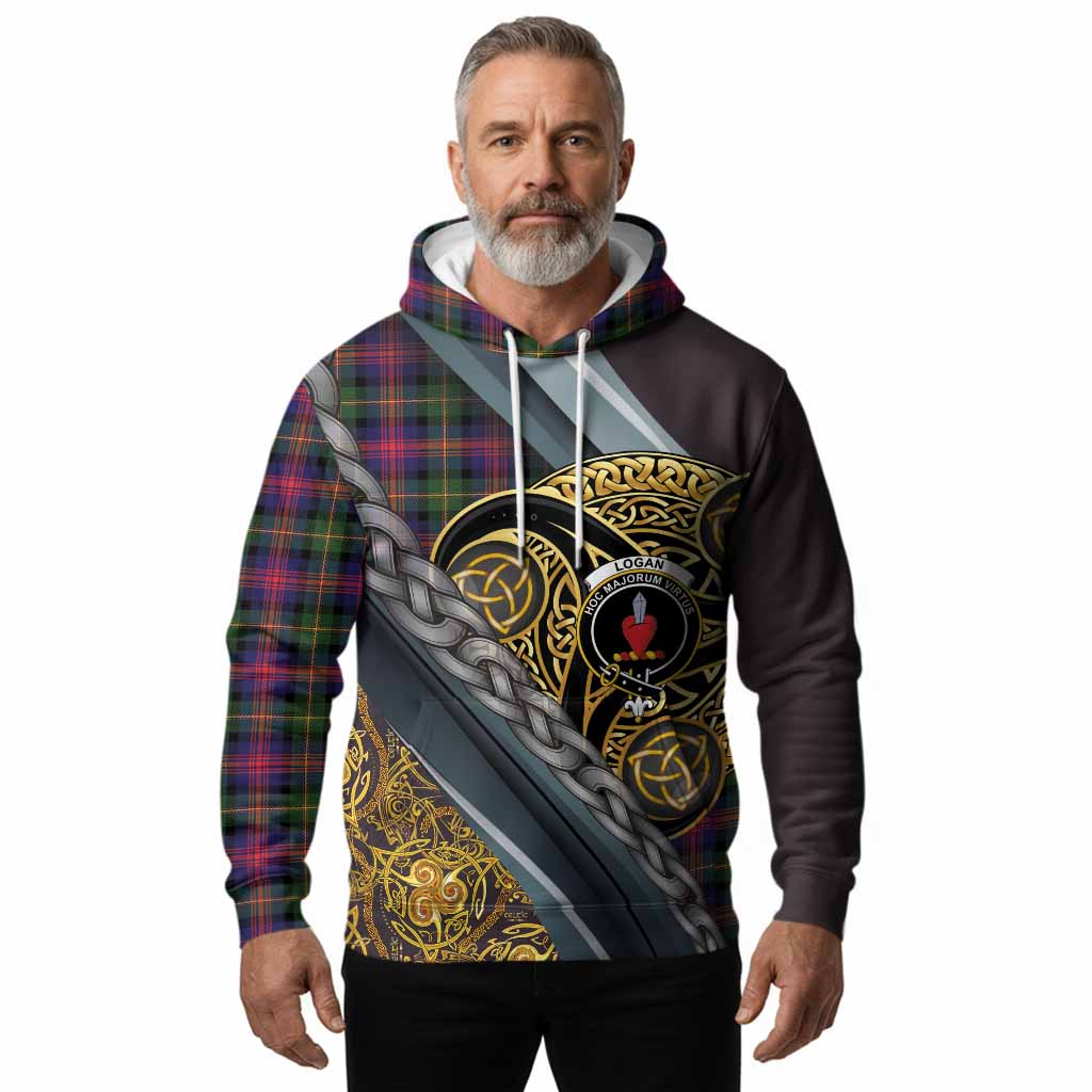Logan Tartan Crest Hoodie Scottish Triskele Celtic