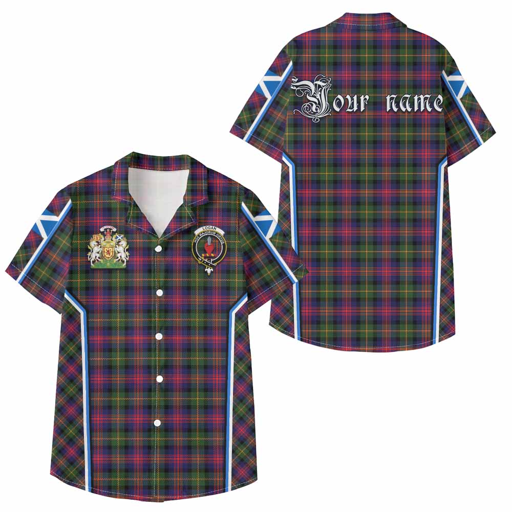 Logan Tartan Crest Kid Hawaiian Shirt Scotland Coat of Arm Flag Style - Tartan Vibes Clothing