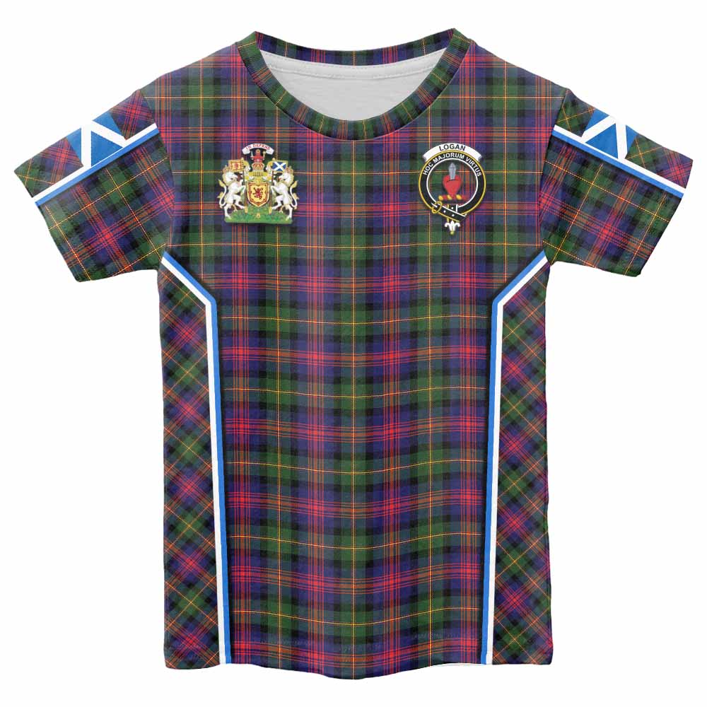 Logan Tartan Crest Kid T-shirt Scotland Coat of Arm Flag Style - Tartan Vibes Clothing