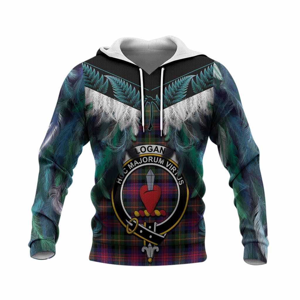 Logan Tartan Crest Knitted Hoodie New Zealand Maori Korowai Cloak