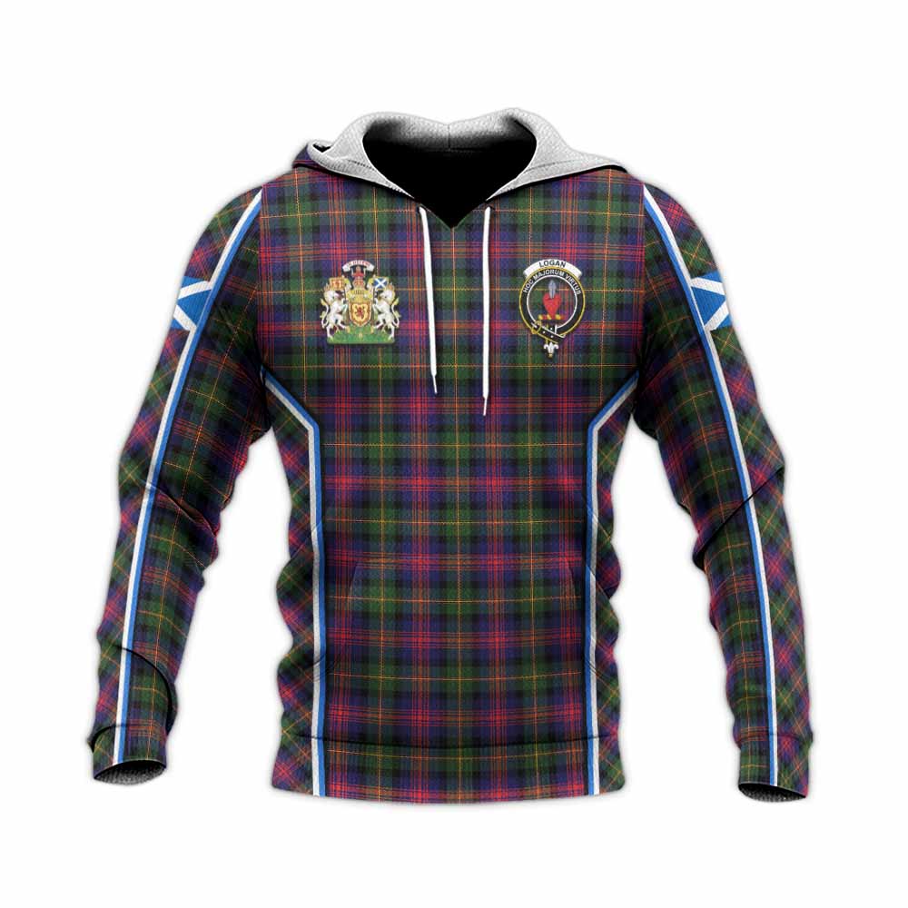 Logan Tartan Crest Knitted Hoodie Scotland Coat of Arm Flag Style - Tartan Vibes Clothing