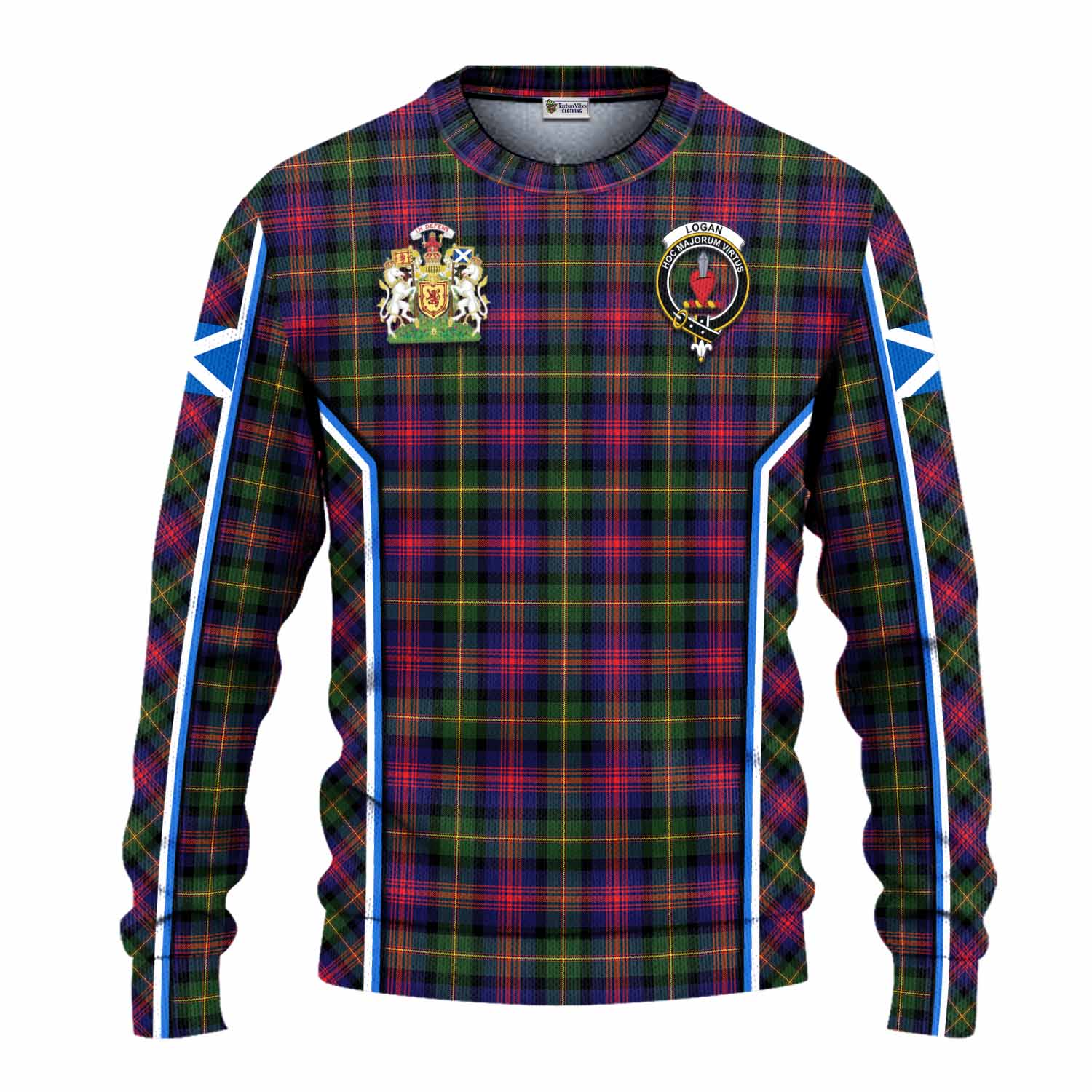 Logan Tartan Crest Knitted Sweater Scotland Coat of Arm Flag Style - Tartan Vibes Clothing