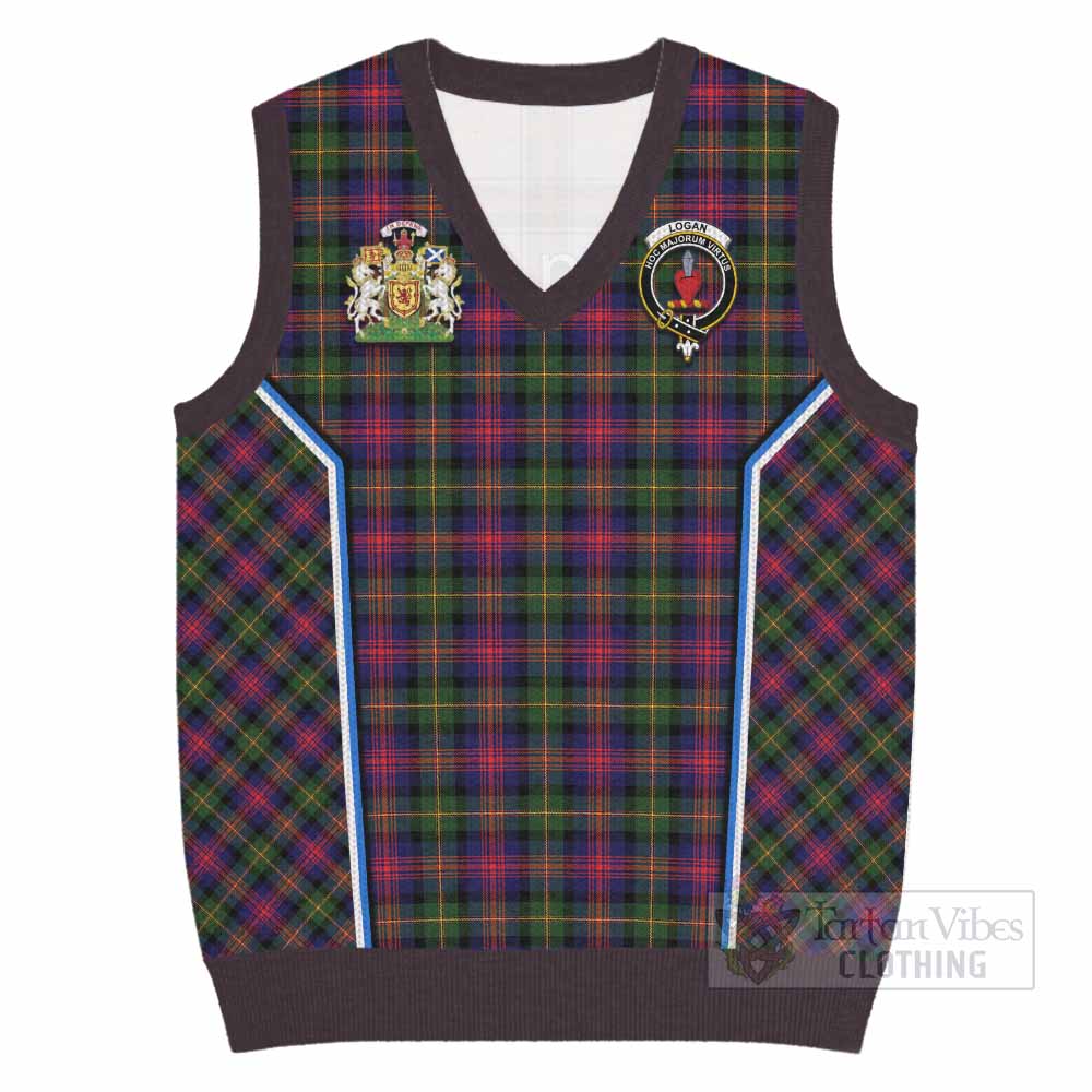 Logan Tartan Crest Knitted V-Neck Vest Scotland Coat of Arm Flag Style - Tartan Vibes Clothing