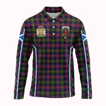 Logan Tartan Crest Long Sleeve Polo Shirt Scotland Coat of Arm Flag Style