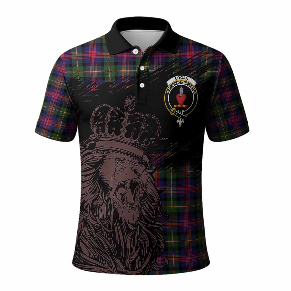 Logan Tartan Crest Polo Shirt Crowned Lion Heritage Style